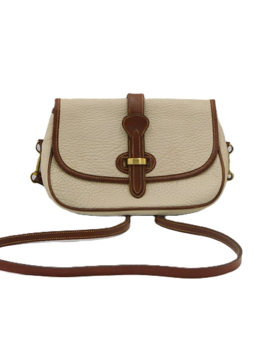Dooney & Bourke Dark Cream Pebble Leather Crossbody Saddle Bag | Vintage | Fair